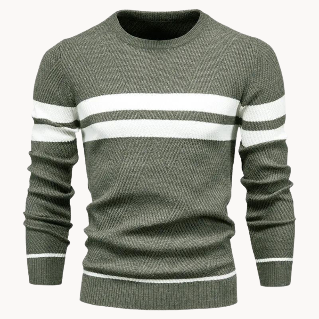 Funna | Cotton Crewneck with Stripe Pattern