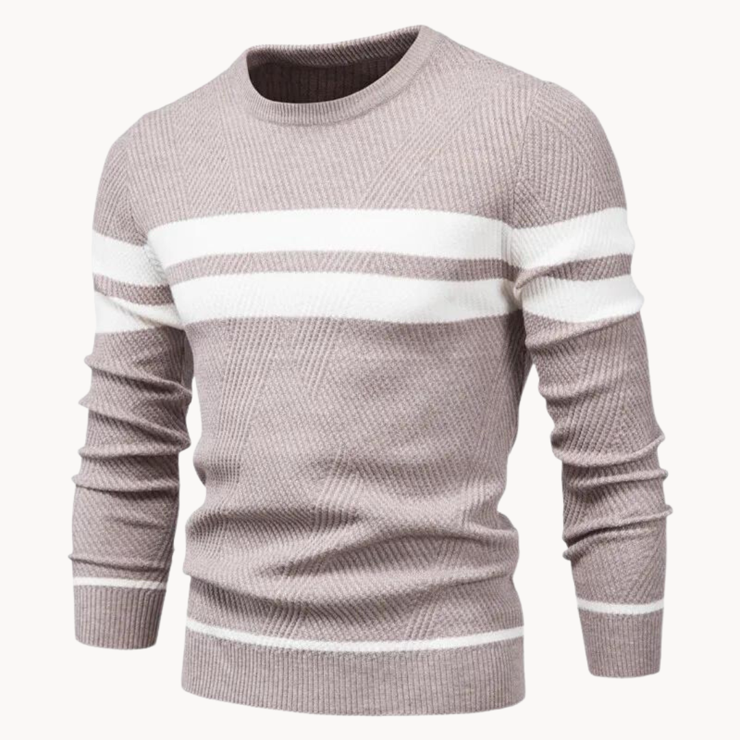 Funna | Cotton Crewneck with Stripe Pattern